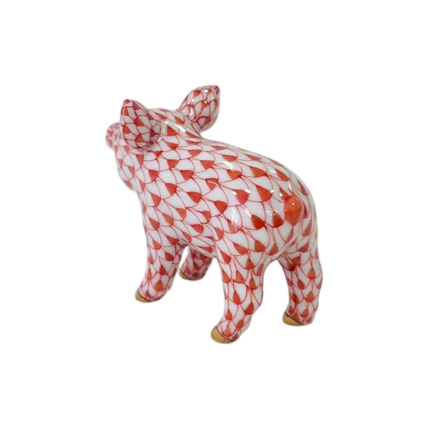 Herend Little Piggy, Standing Fishnet Figurine