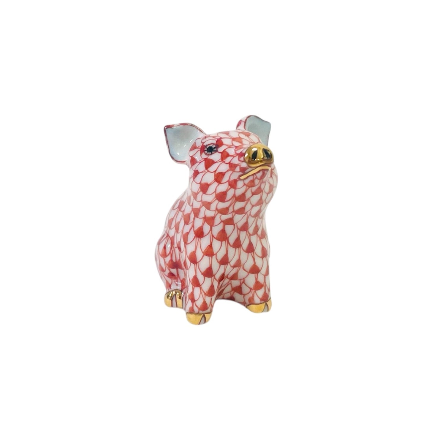 Herend Little Pig, Standing Fishnet Figurine