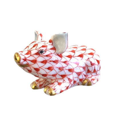 Herend Little Pig, Lying Fishnet Figurine