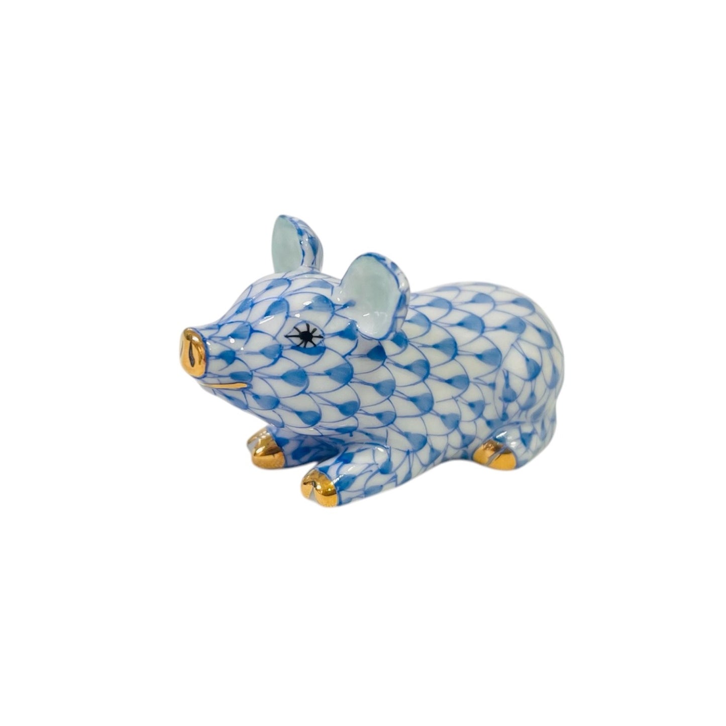 Herend Little Pig, Lying Fishnet Figurine