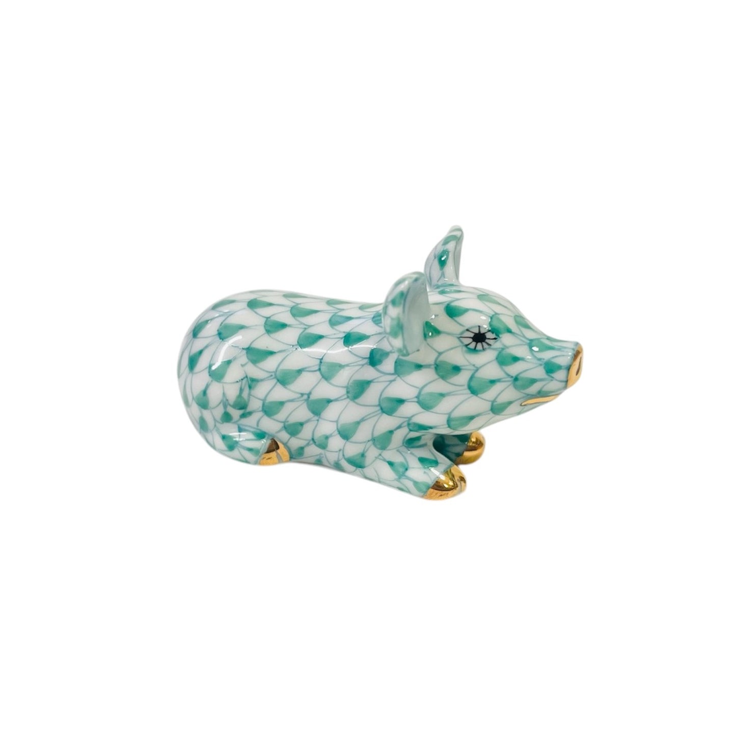 Herend Little Pig, Lying Fishnet Figurine