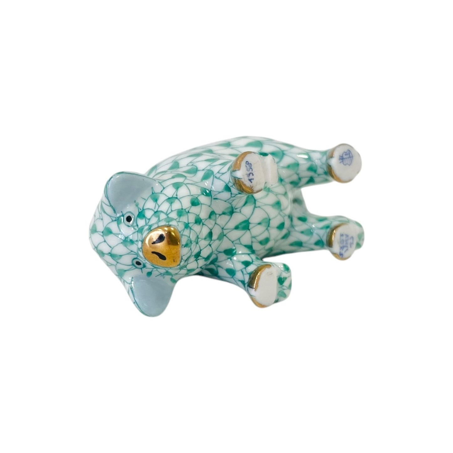Herend Miniature Pig Fishnet Figurine