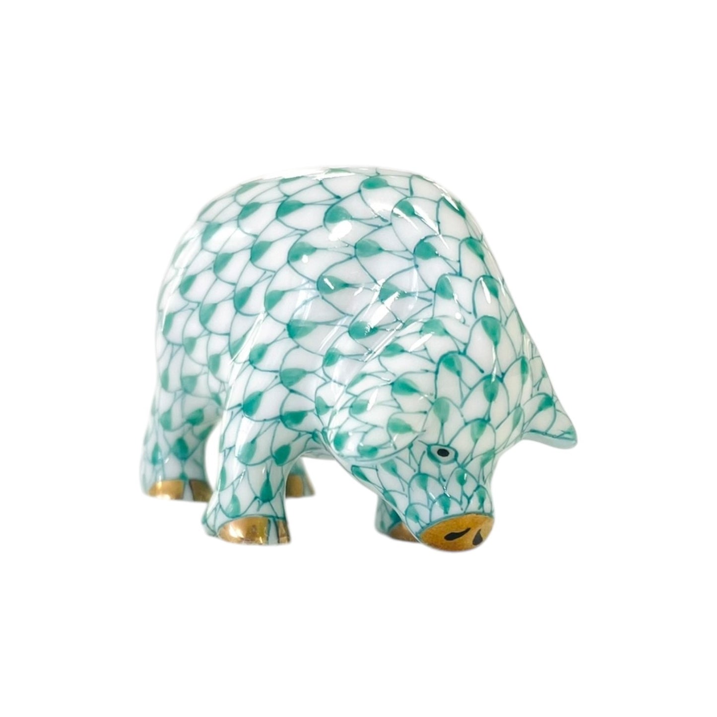 Herend Miniature Pig Fishnet Figurine