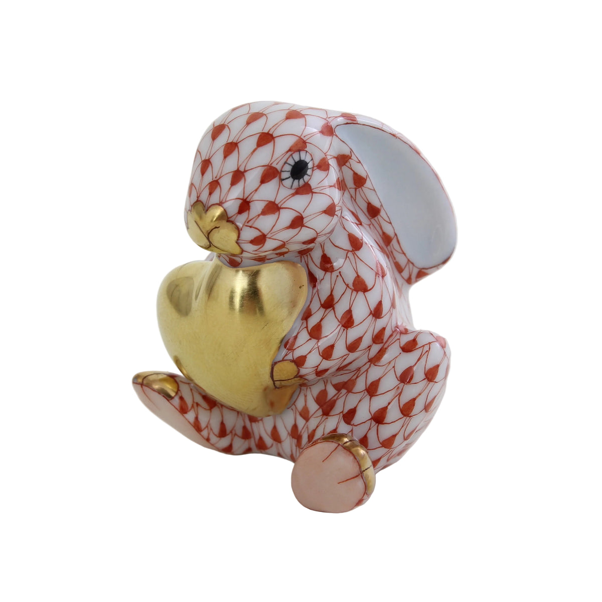 Herend Bunny with Heart Fishnet Figurine