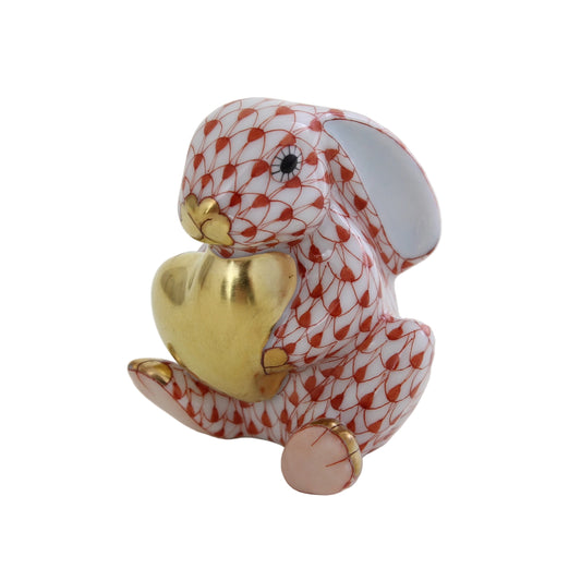Herend Bunny with Heart Fishnet Figurine