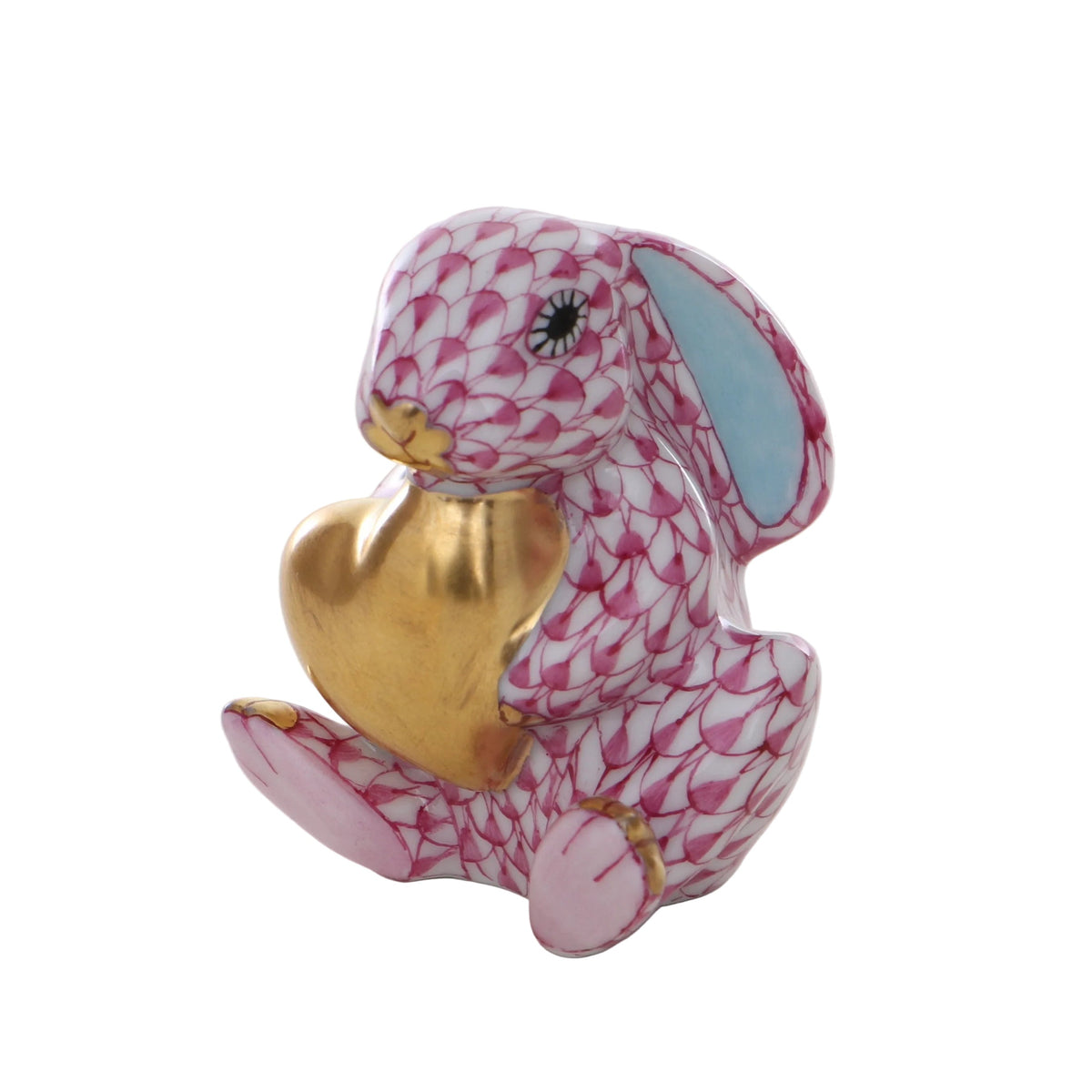 Herend Bunny with Heart Fishnet Figurine
