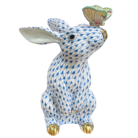 Herend Bunny with Butterfly on Nose Figurine