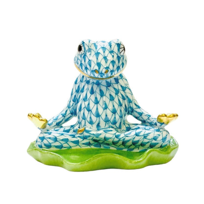 Herend Yoga Frog Fishnet Figurine