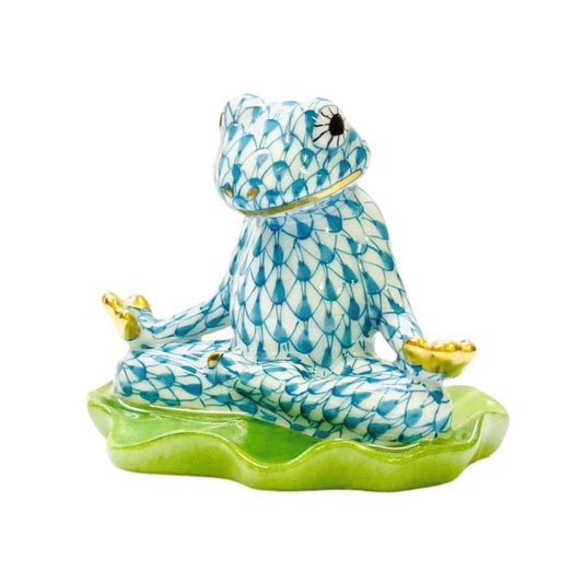 Herend Yoga Frog Fishnet Figurine