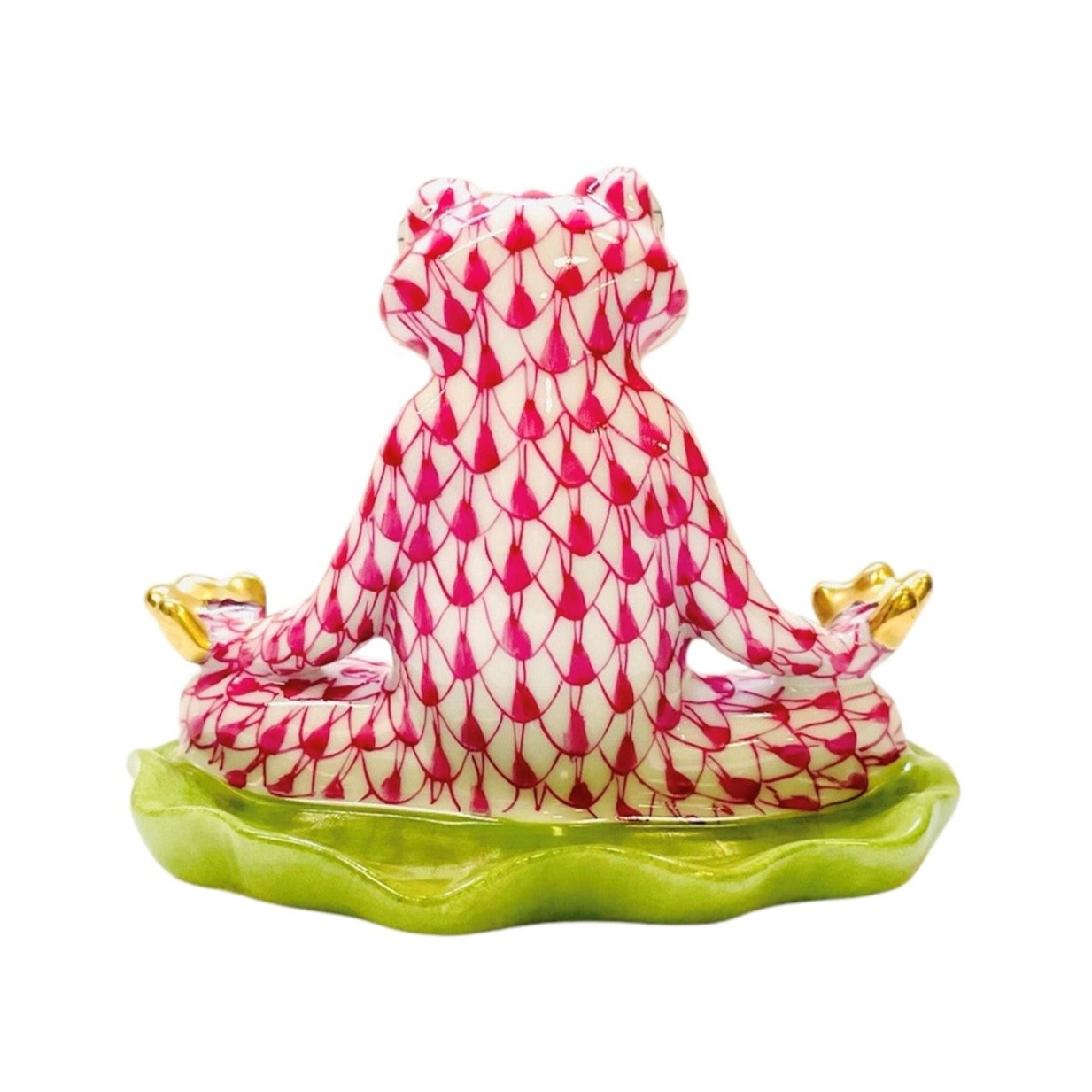 Herend Yoga Frog Fishnet Figurine