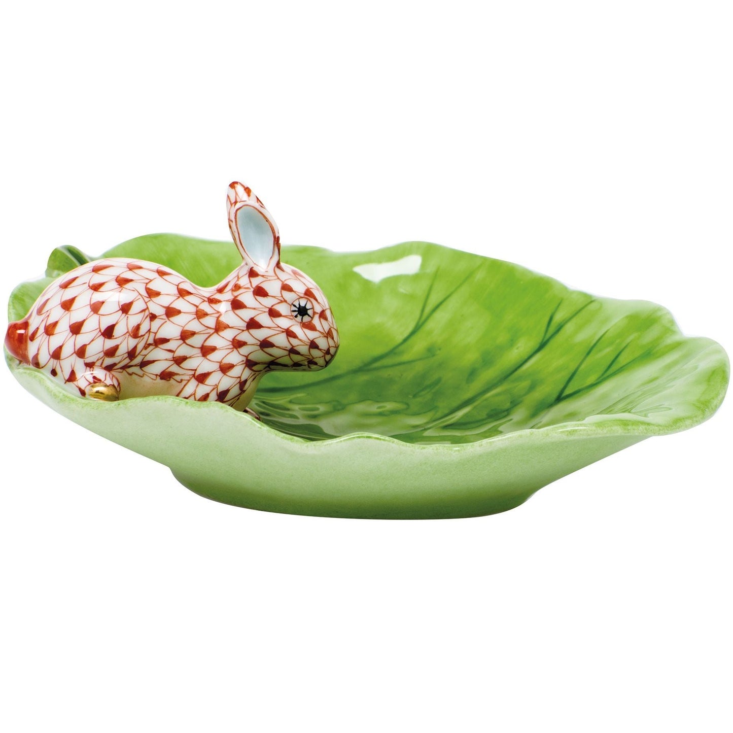 Herend Rabbit on Leaf Fishnet Figurine