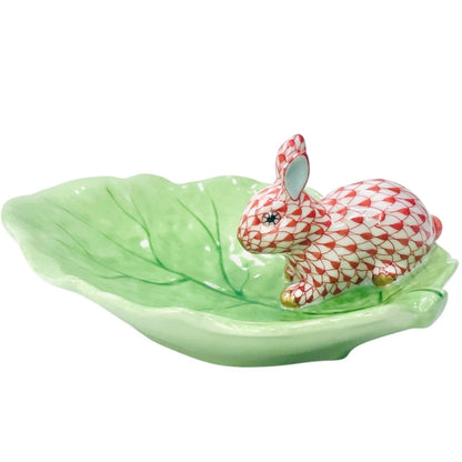 Herend Rabbit on Leaf Fishnet Figurine