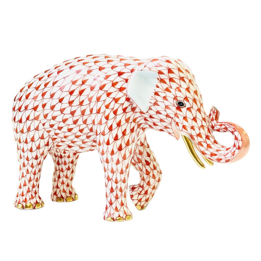 Herend Asian Elephant Fishnet Figurine