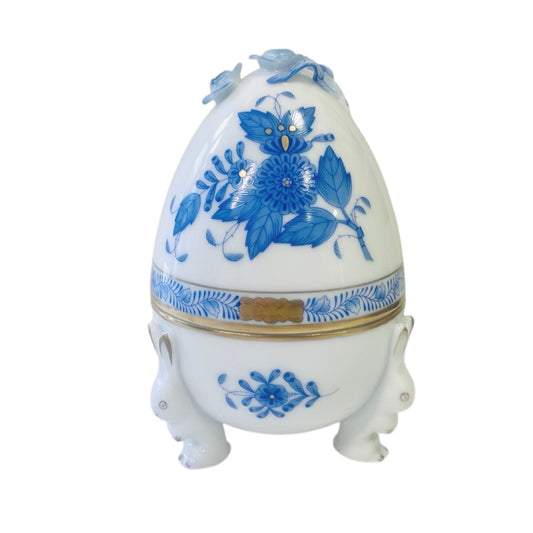 Herend Apponyi Blue Egg-shaped Bonbonniere