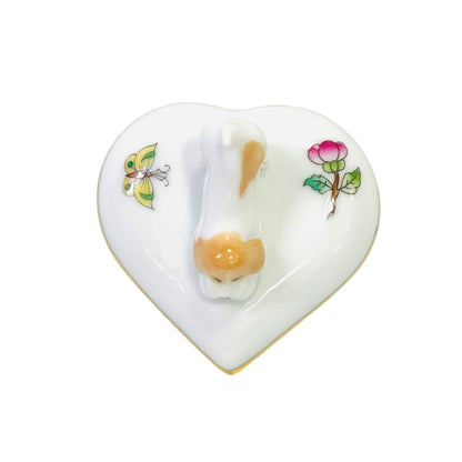 Herend Queen Victoria Heart-shaped Bonbonniere with Dog