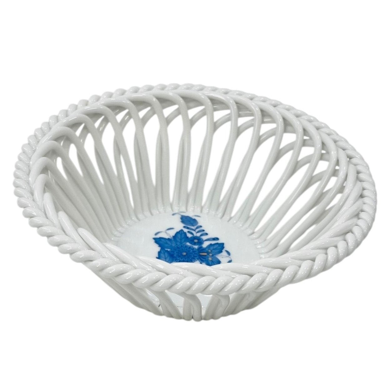 Herend Blue Apponyi Hand-Woven Basket (Large)