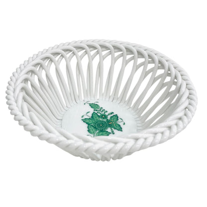 Herend Green Apponyi Hand-Woven Basket (Large)