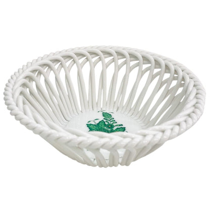 Herend Green Apponyi Hand-Woven Basket (Large)