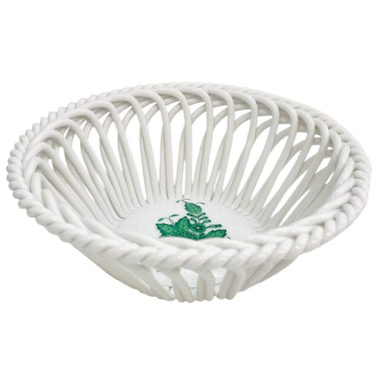 Herend Apponyi Green Hand-woven Basket (Large)