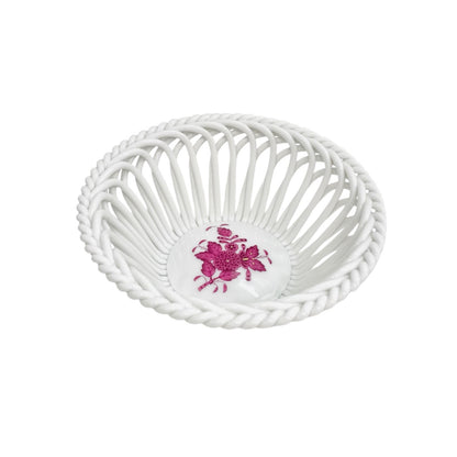 Herend Pink Apponyi Hand-Woven Basket (Medium)