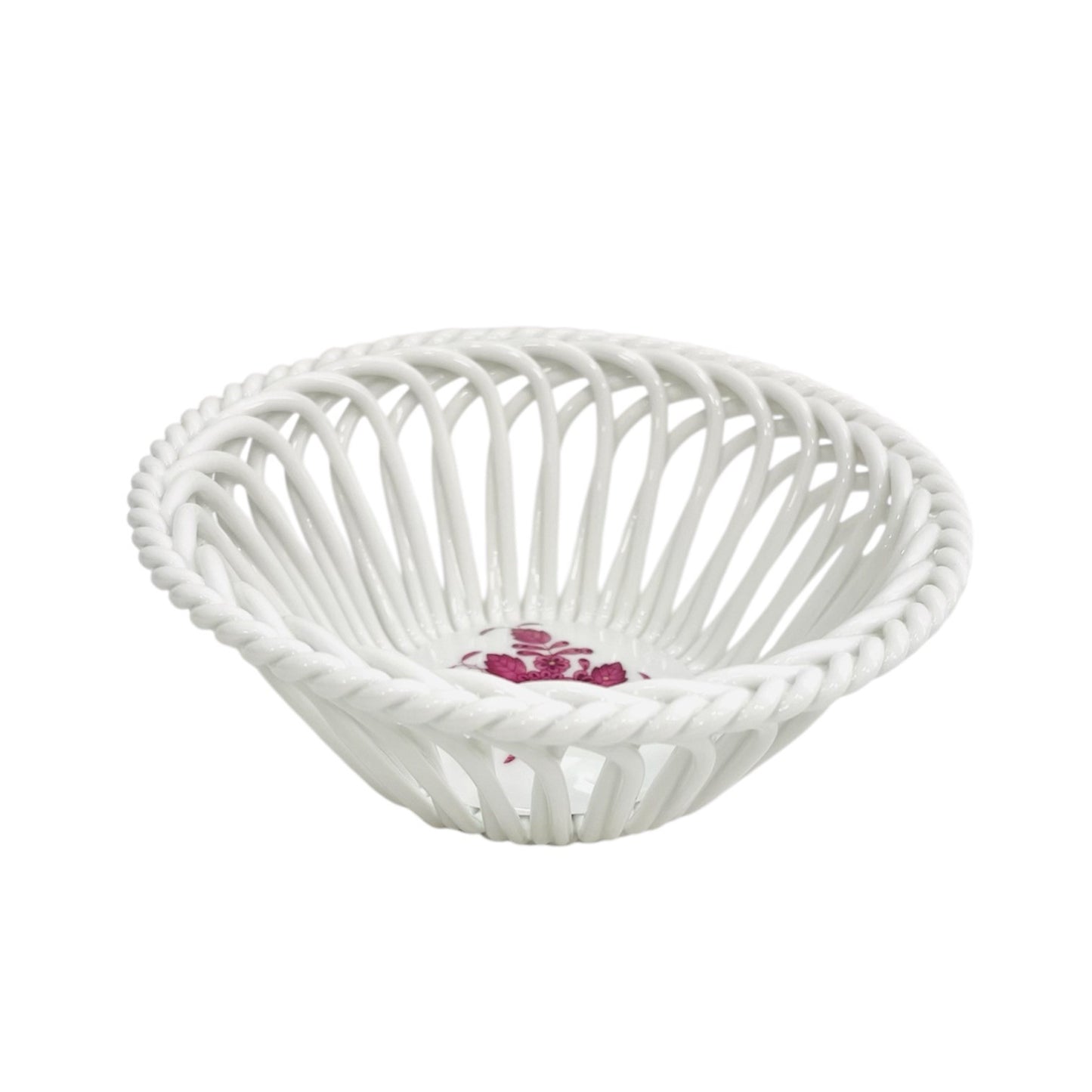 Herend Pink Apponyi Hand-Woven Basket (Medium)