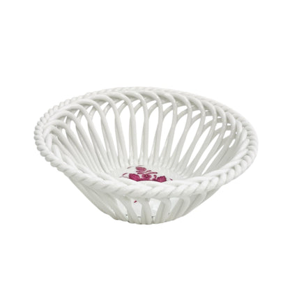 Herend Pink Apponyi Hand-Woven Basket (Medium)