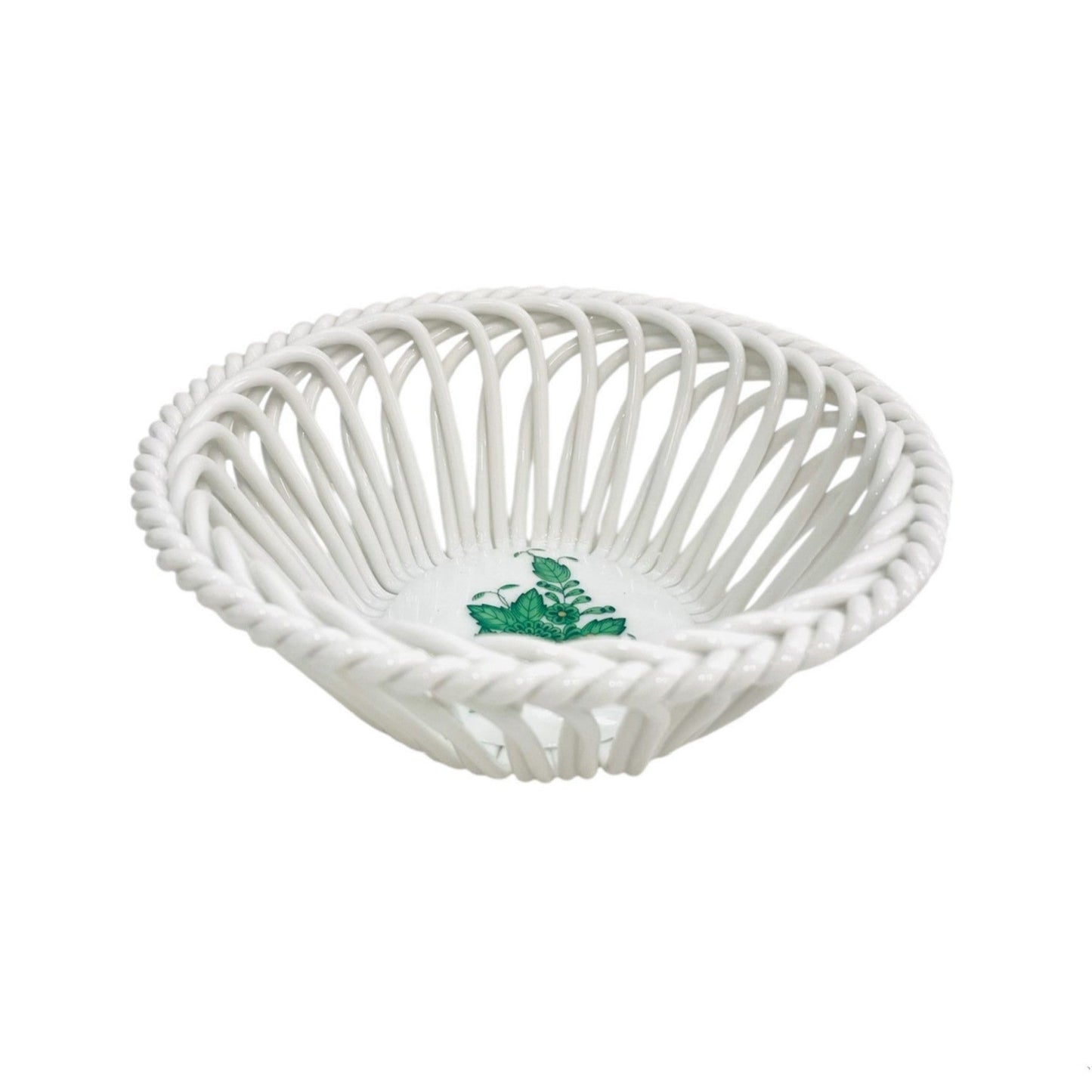 Herend Green Apponyi Hand-Woven Basket (Medium)