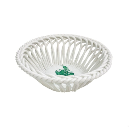 Herend Green Apponyi Hand-Woven Basket (Medium)