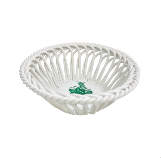 Herend Apponyi Green Hand-woven Basket (Medium)