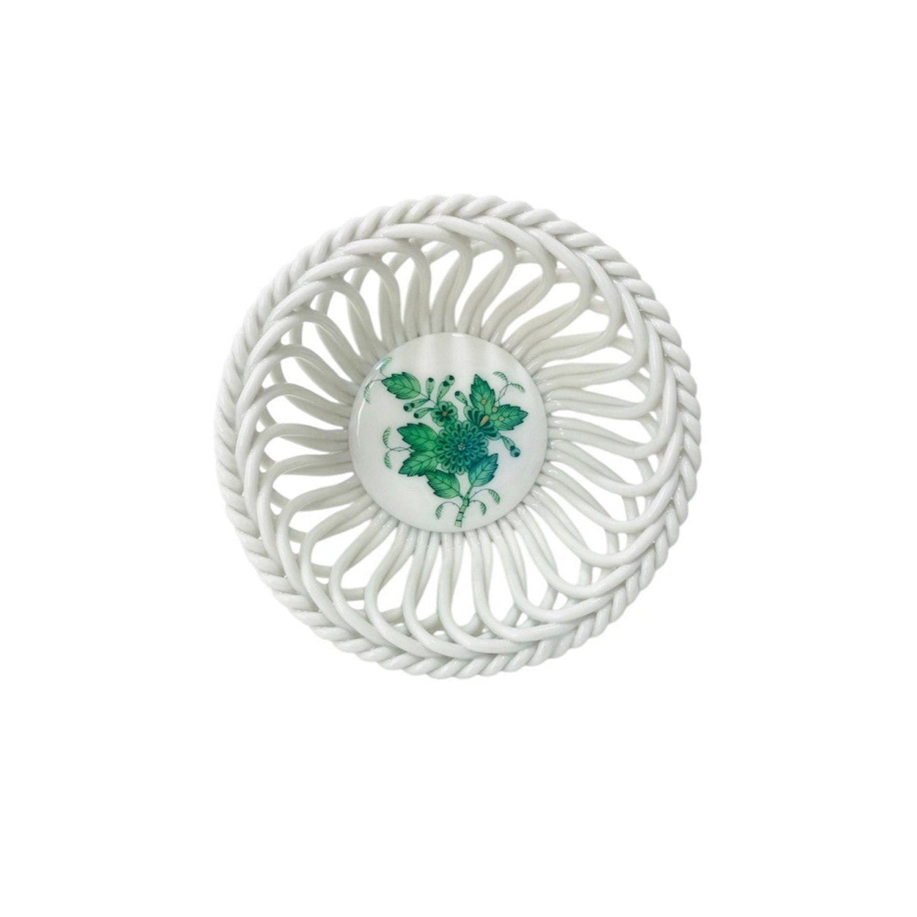 Herend Green Apponyi Hand-Woven Basket (Small)