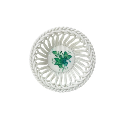 Herend Green Apponyi Hand-Woven Basket (Small)