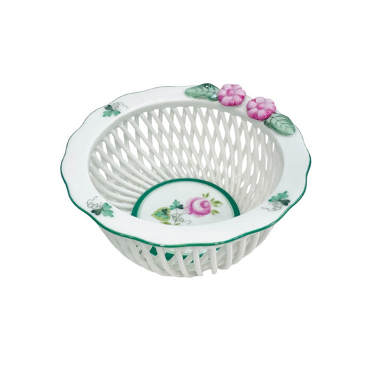 Herend Vienna Rose Hand-woven Basket