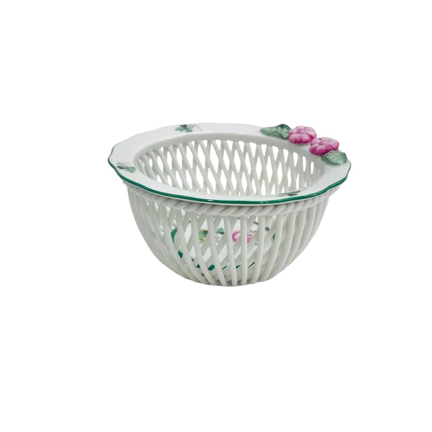 Herend Vienna Rose Hand-Woven Basket