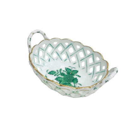 Herend Apponyi Green Small Oval Basket