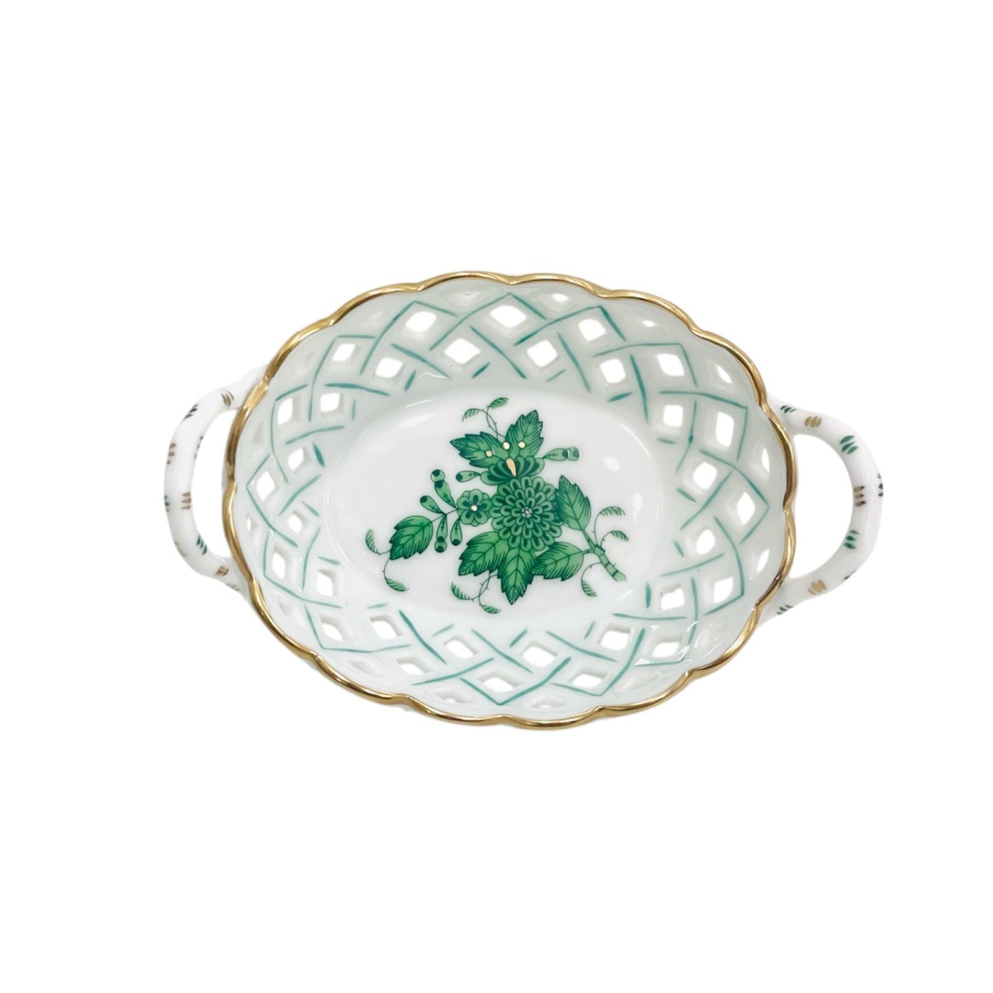 Herend Apponyi Green Small Oval Basket