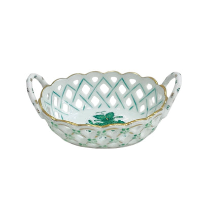 Herend Apponyi Green Small Oval Basket