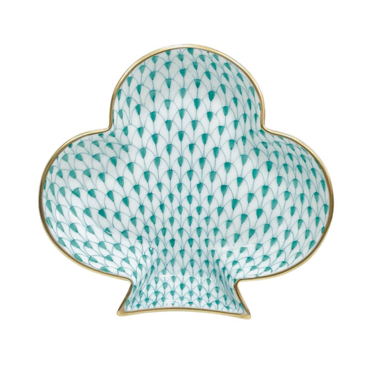 Herend Green Fishnet Clover-Shaped Dish