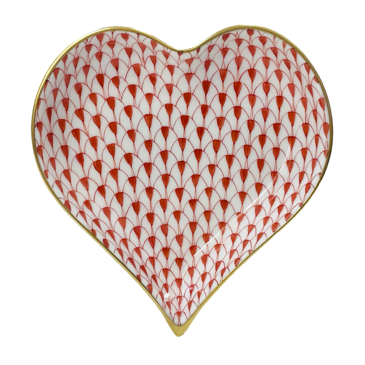 Herend Red Fishnet Heart-shaped Small Dish