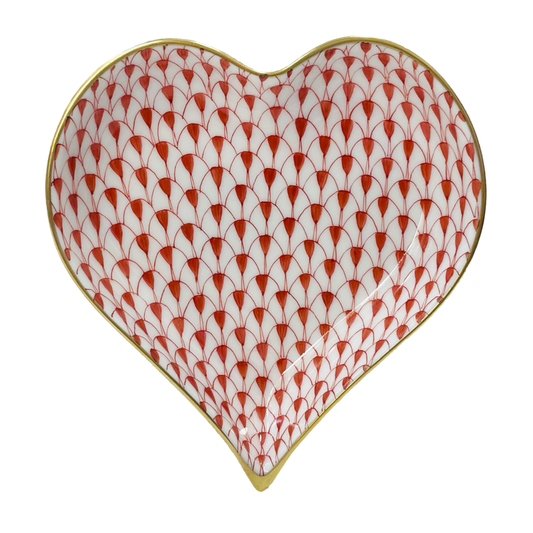 Herend Red Fishnet Heart-shaped Small Dish