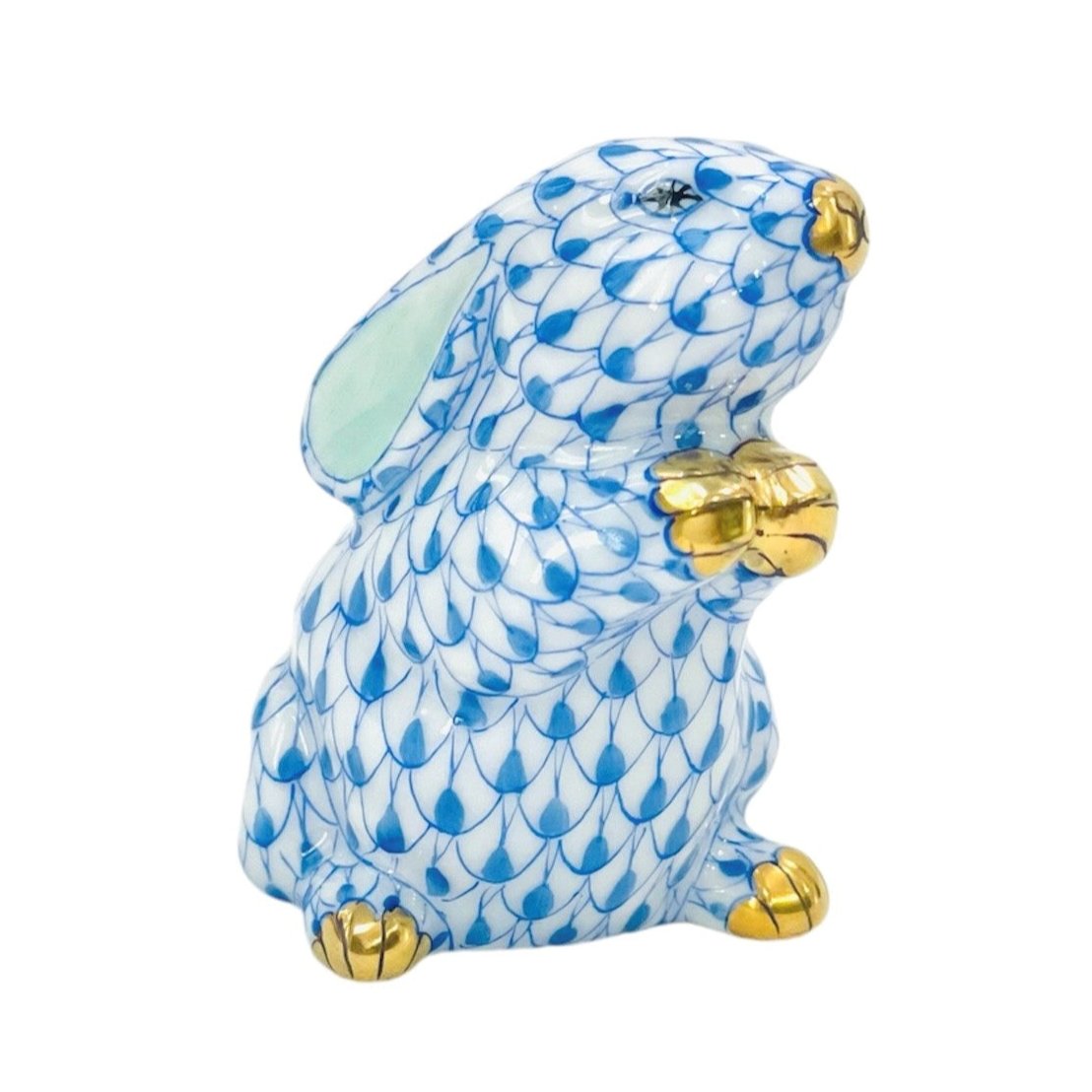 Herend Pudgy Rabbit Fishnet Figurine