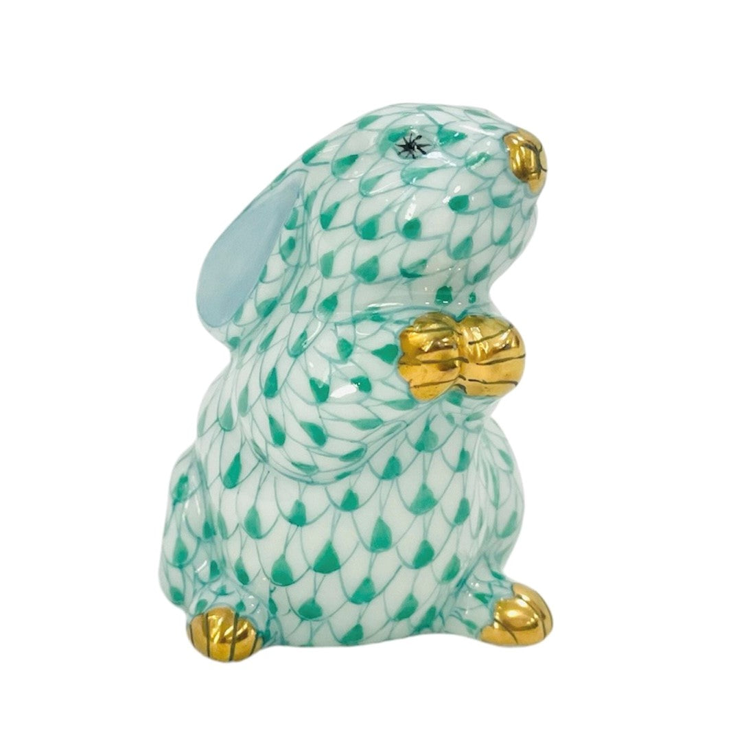 Herend Pudgy Rabbit Fishnet Figurine