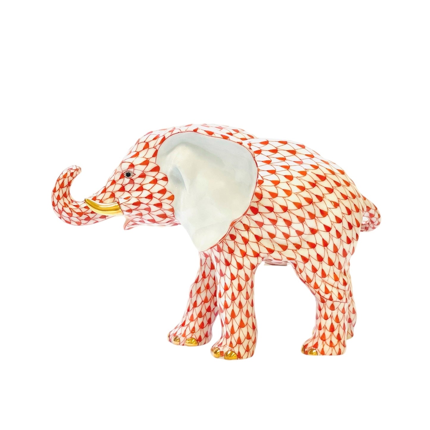 Herend Roaming Elephant Fishnet Figurine