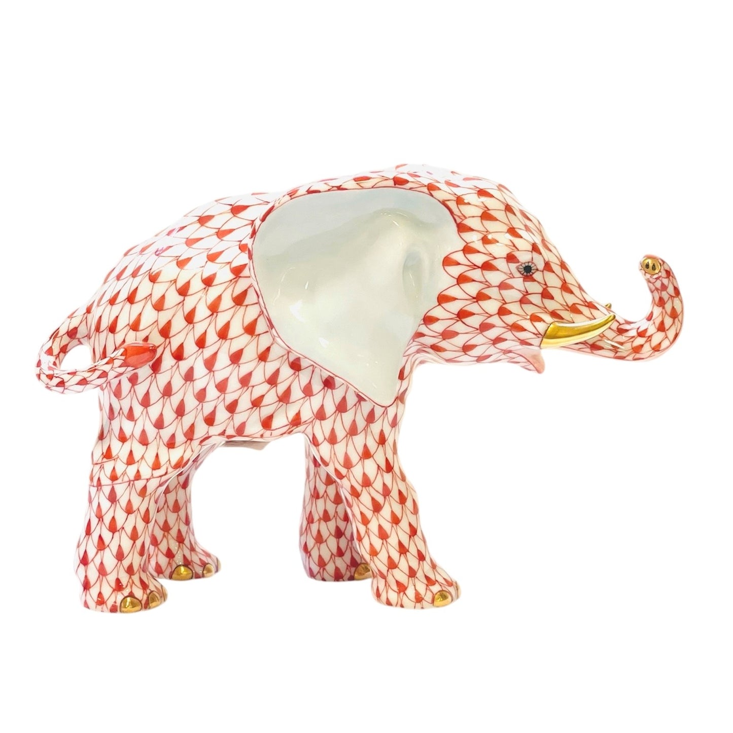 Herend Roaming Elephant Fishnet Figurine