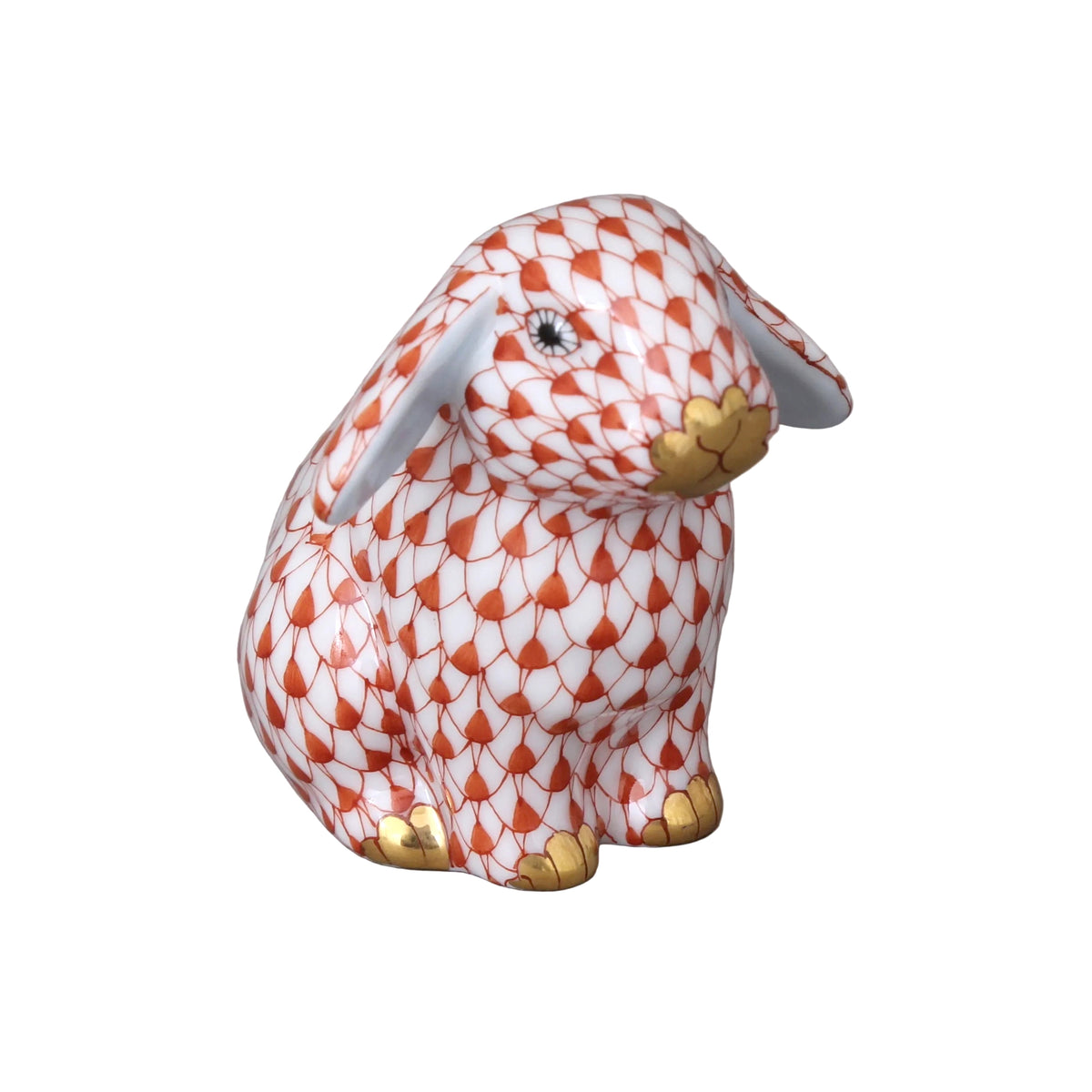 Herend Lop Ear Rabbit Fishnet Figurine