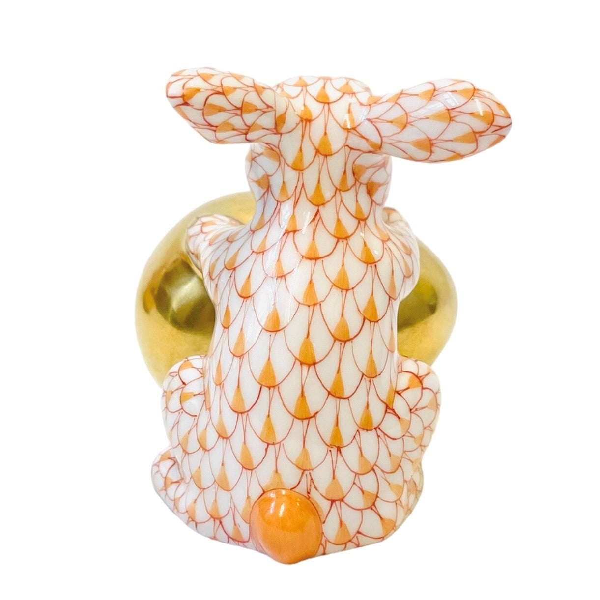 Herend Rabbit with Golden Egg Fishnet Figurine