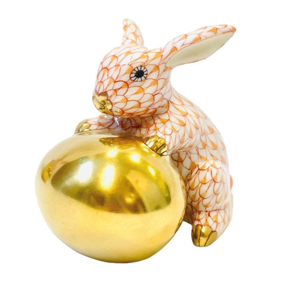 Herend Rabbit with Golden Egg Fishnet Figurine