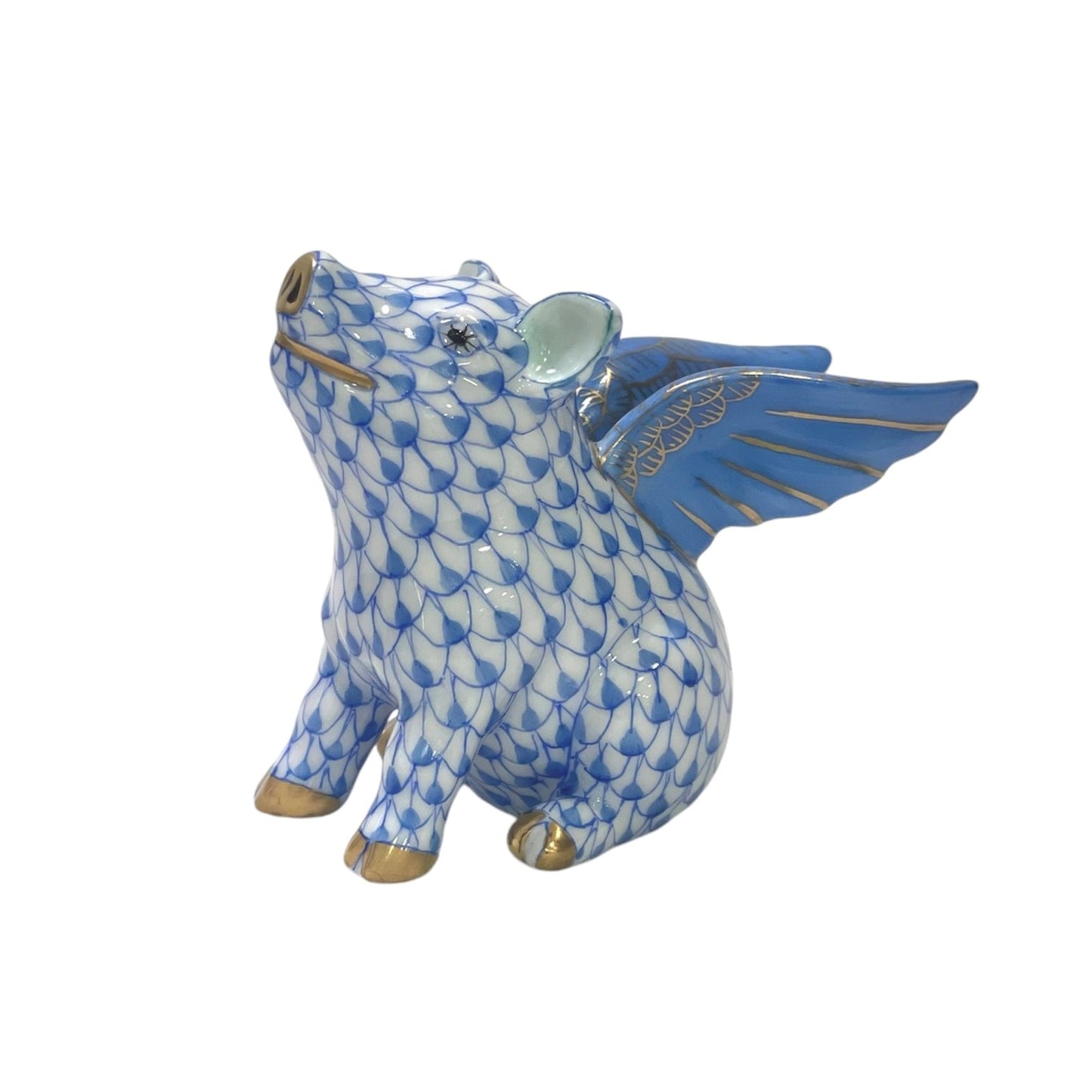 Herend When Pigs Fly Fishnet Figurine