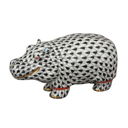 Herend Hippopotamus Fishnet Figurine