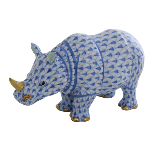 Herend Rhino Fishnet Figurine