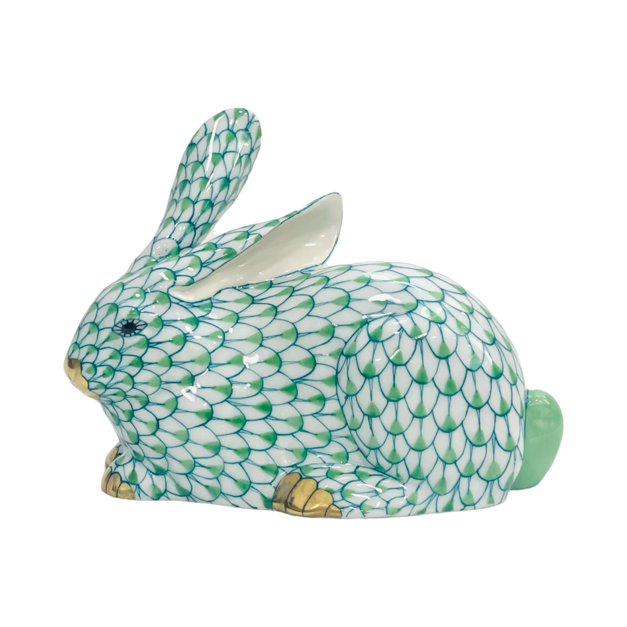 Herend Rabbit Sitting Down Fishnet Figurine